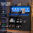 Advwin Wine Bar Cabinet w/ LED Lights & Power Outlets