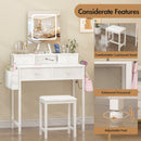 Adwin Dressing Table Stool Set with Mirror Charging Station