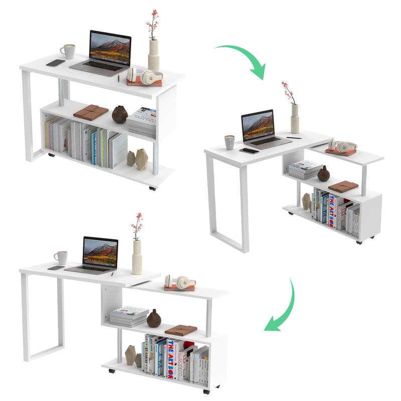 Advwin Office Desk Computer Desk Swivel L-shape