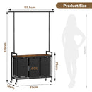 Advwin 3 Section Rolling Laundry Basket with Hanging Rack