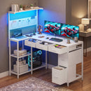Advwin L Shaped Reversible Computer Desk with LED Lights