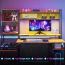 Advwin Gaming Desk with LED Lights & Power Outlets 165cm