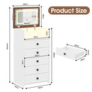 Advwin Dresser Chest of 5 Drawers with Mirror & LED Lights