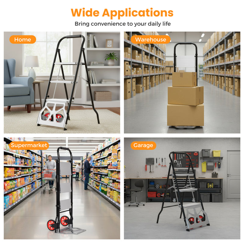 Advwin 2-In-1 Folding Ladder & Hand Truck