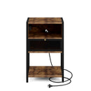 Advwin Bedside Table w/ Metal Mesh Drawer
