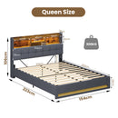 Advwin Queen Gas Lift Storage Bed Frame w/ LED
