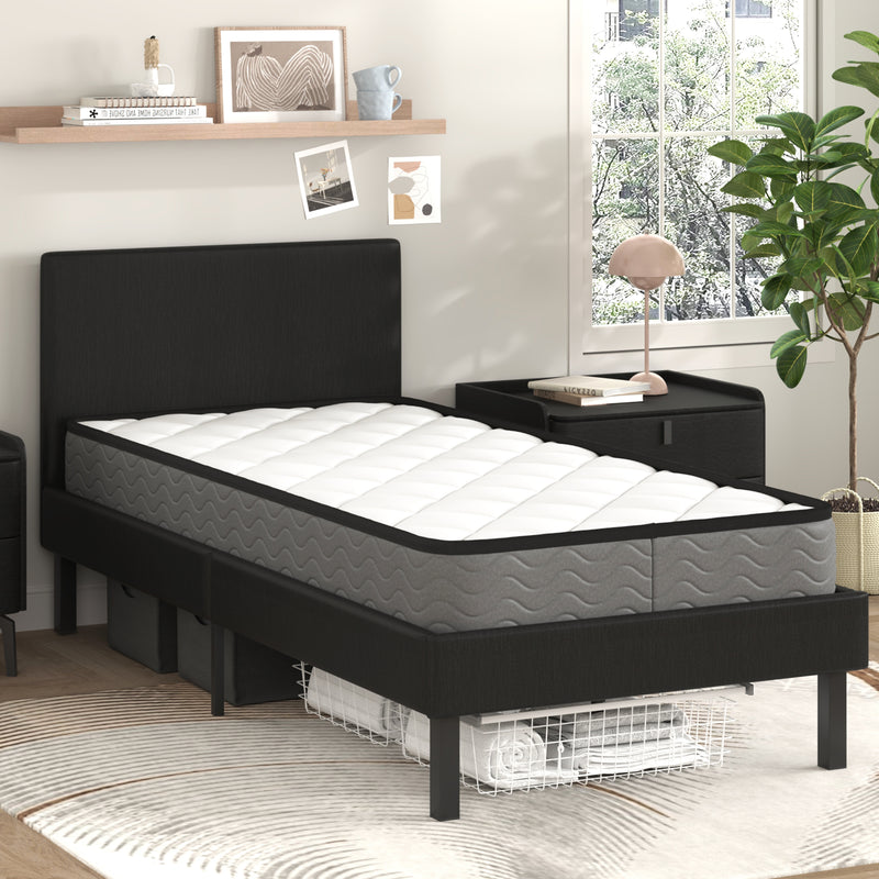 Advwin Bed Frame Single Size Mattress Leather Base