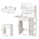 Advwin Dressing Table Set with LED Mirror & Drawers