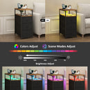 Advwin LED Narrow Bedside Table with Charging Station