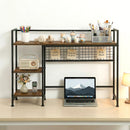 Advwin 3-Tier Desktop Organizer with Hooks Rustic Brown