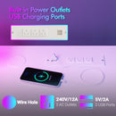 Advwin L Shaped Gaming Desk with LED Lights White