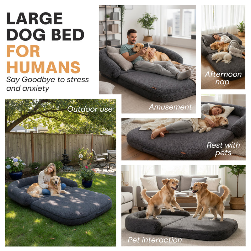Advwin Foldable Human Dog Bed 2 in 1 Flexible Giant Bed