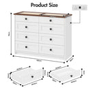 Advwin 8 Drawers Dresser with LED Lights & Glass Top