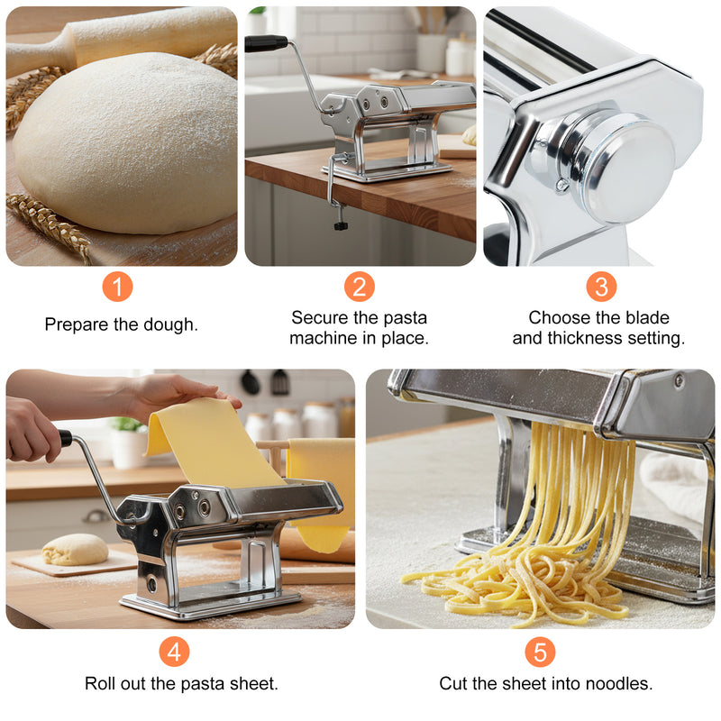 Advwin Manual Pasta Maker Machine with 1–4mm Thickness