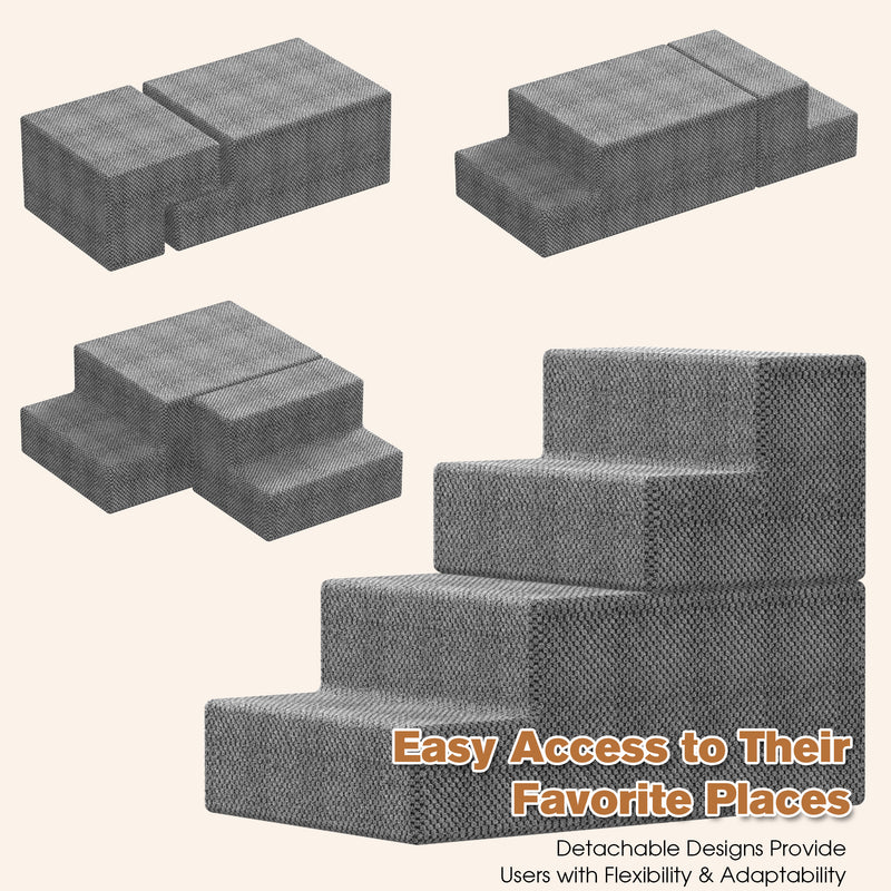 Advwin 4-Step Pet Stairs with Removable Washable Cover