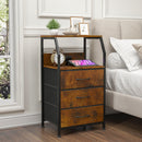 Advwin Bedside Table w/ Charging & 3 Drawers