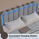 Advwin Hidden Storage Bed Frame w/ Charging Station Grey