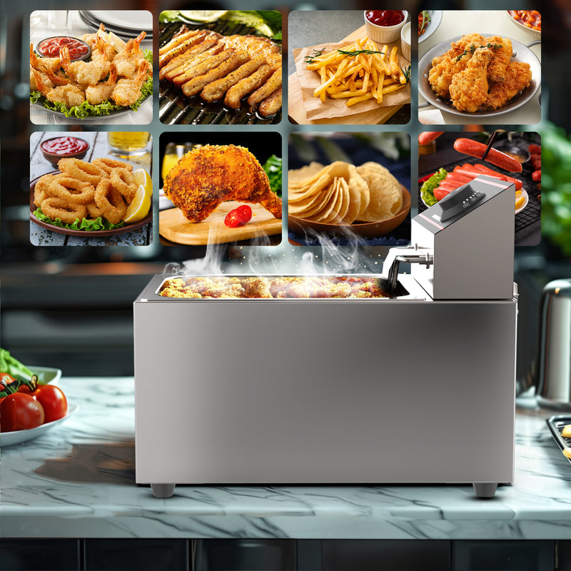 Advwin 8L Commercial Electric Deep Fryer w/Fryer Baskets