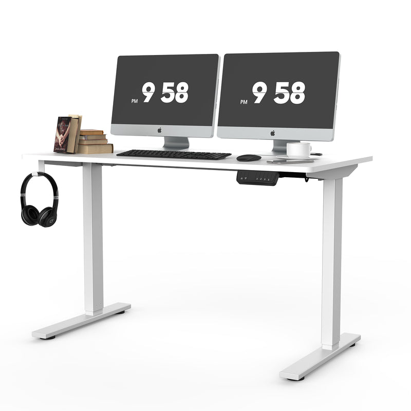 Advwin-Electric-Standing-Desk-Sit-Stand-Up-Riser-Height-Adjustable Motorised-Computer-Desk-White-Table-Top-140cm-Sliver-Frame-160203500