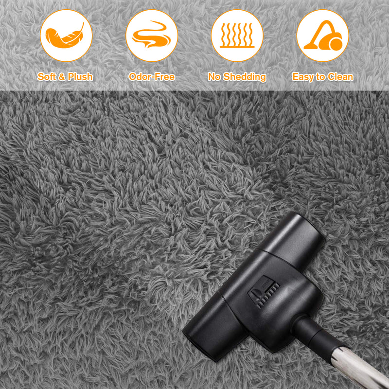Advwin Non-Slip Shaggy Rugs Floor Rug Grey