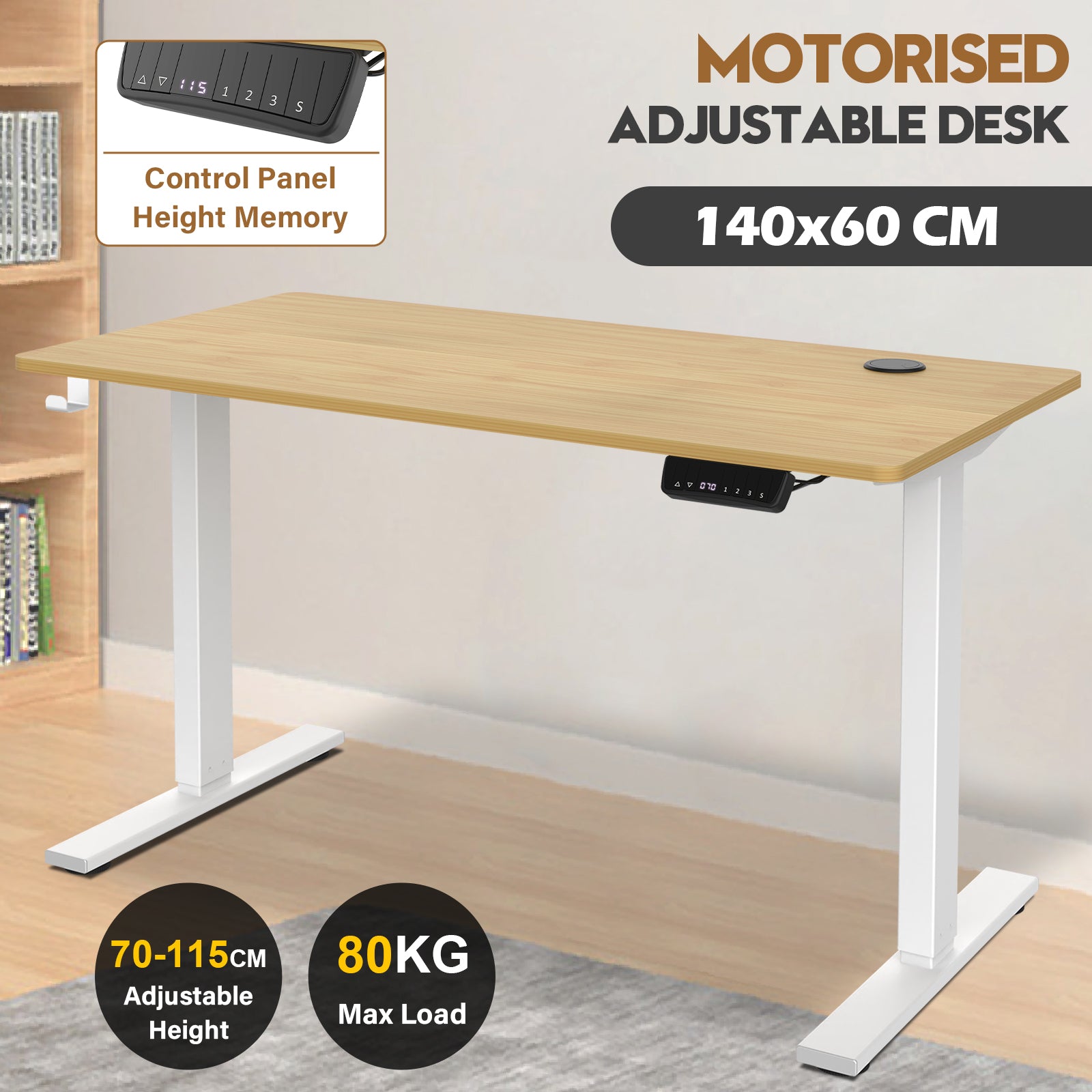 Advwin Adjustable Height Electric Standing Desk 140cm