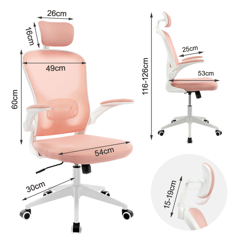 Advwin Mesh Office Chair Adjustable Height Pink