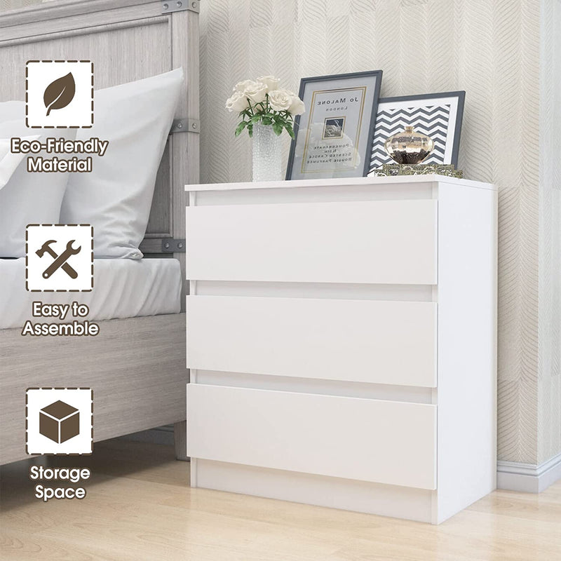 Advwin Bedside Table with 3 Drawers 77cm
