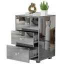 Advwin Mirrored Bedside Table 3 Drawers
