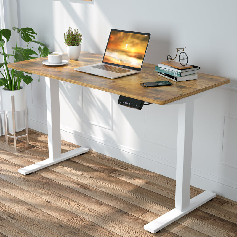 Advwin-Electric-Standing-Desk-Sit-Stand-Up-Riser-Height-Adjustable Motorised-Computer-Desk-Walnut-Table-Top-120cm-White-Frame-160203800