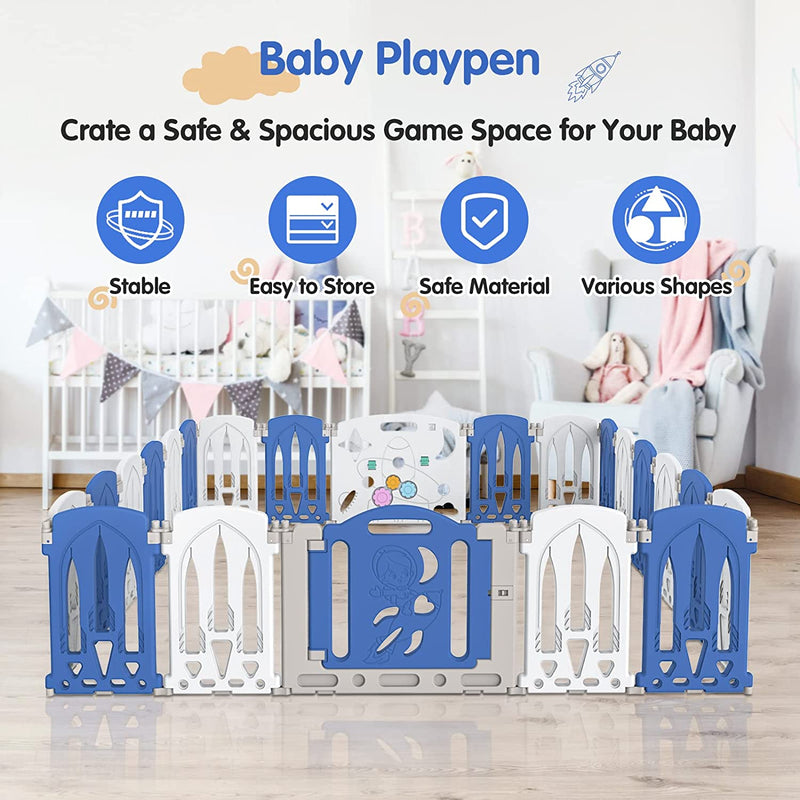 Advwin Baby Playpen Foldable Toddler Fence Room