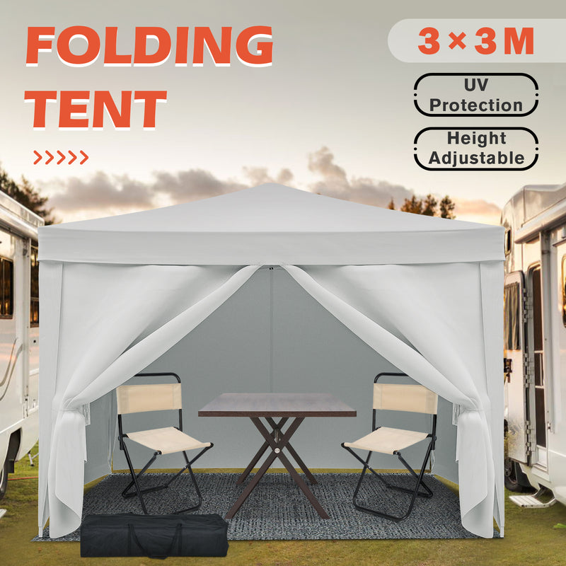 Advwin 3*3m Pop Up Canopy Tent with Side Walls