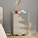 Advwin Mirrored Bedside Table 3 Drawers