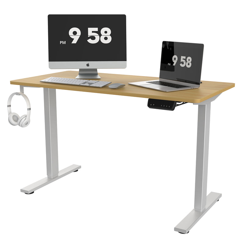 Advwin-Electric-Standing-Desk-Sit-Stand-Up-Riser-Height-Adjustable Motorised-Computer-Desk-Oak-Table-Top-120cm-Sliver-Frame-160201500