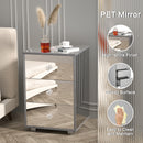 Advwin Mirrored Bedside Table 3 Drawers
