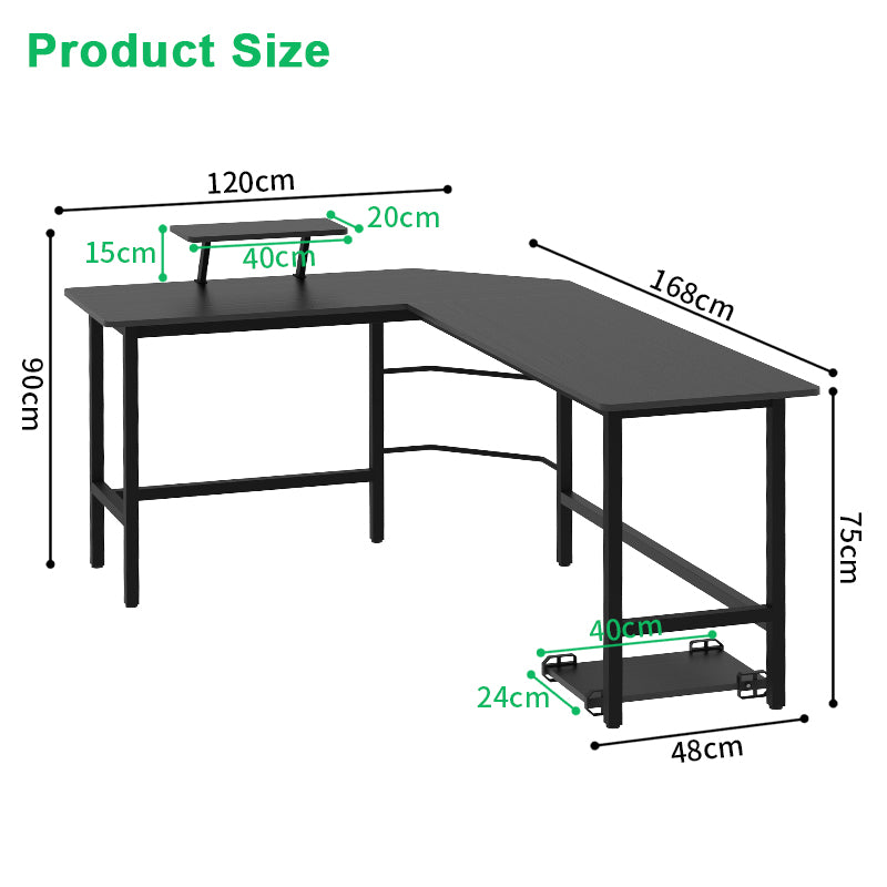 Advwin L-Shaped Corner Desk with Laptop Stand