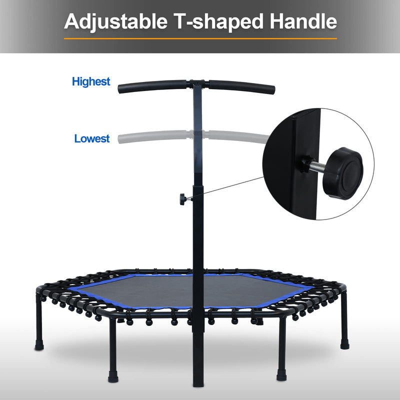 Advwin 50 inch Fitness Trampoline with Adjustable Handle