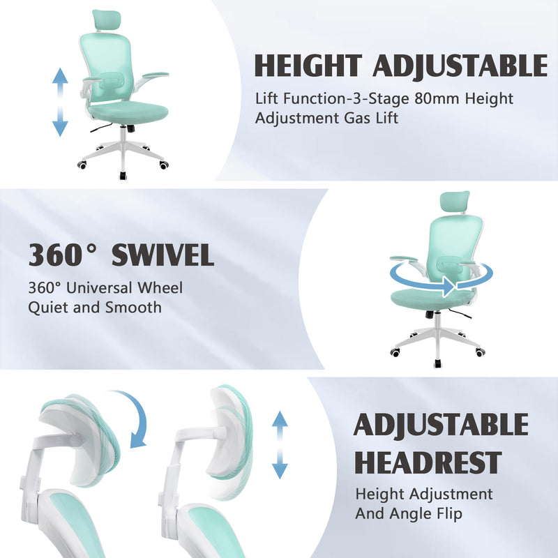 Advwin Mesh Office Chair Adjustable Height Blue