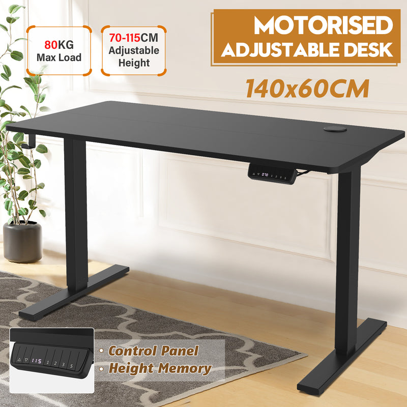 Advwin-Electric-Standing-Desk-Sit-Stand-Up-Riser-Height-Adjustable Motorised-Computer-Desk-Black-Table-Top-140cm-Black-Frame-160202800