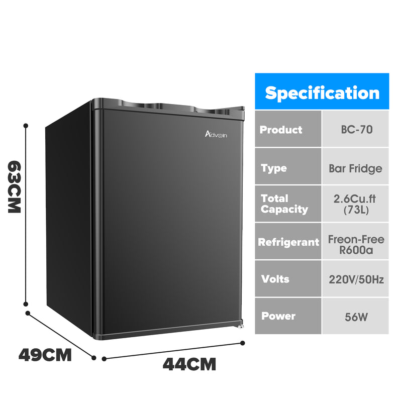 Advwin 73L Electric Mini Fridge Freezer Portable Bar