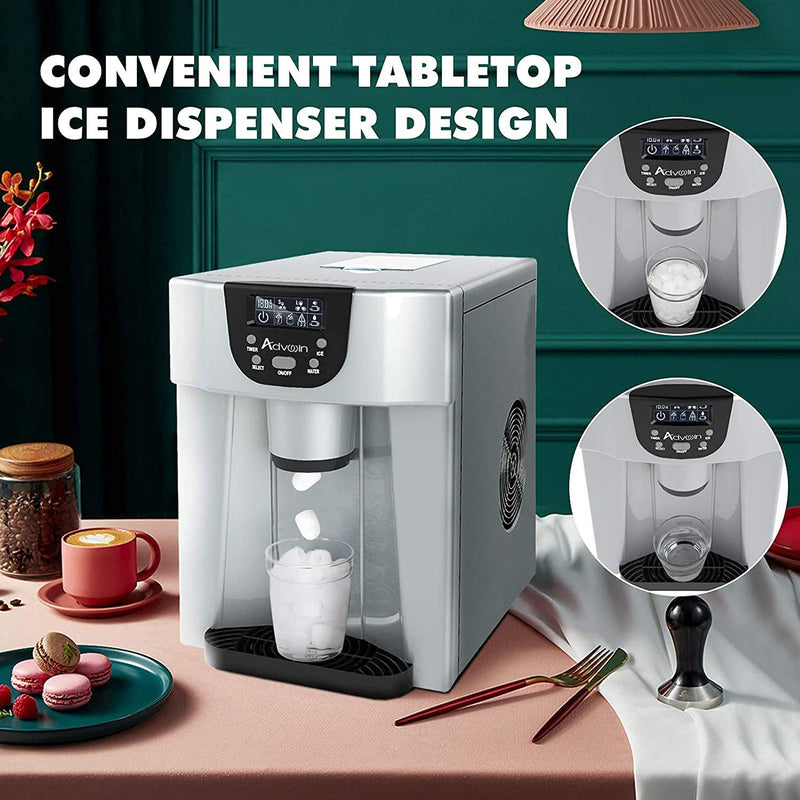 Advwin 2-in-1 Ice Maker Built-in Water Dispenser Sliver