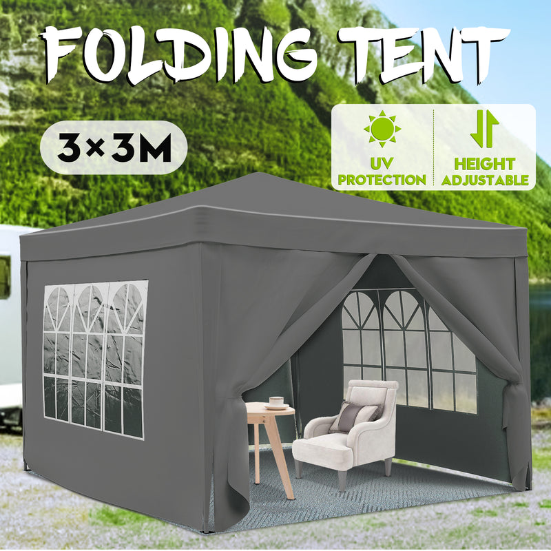 Advwin 3*3m Pop Up Canopy Tent with Side Walls