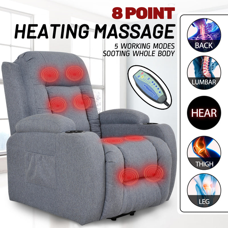 Advwin Power Lift Recliner 8 Point Massage Chair Heating