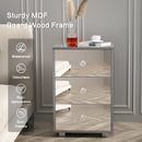 Advwin Mirrored Bedside Table 3 Drawers