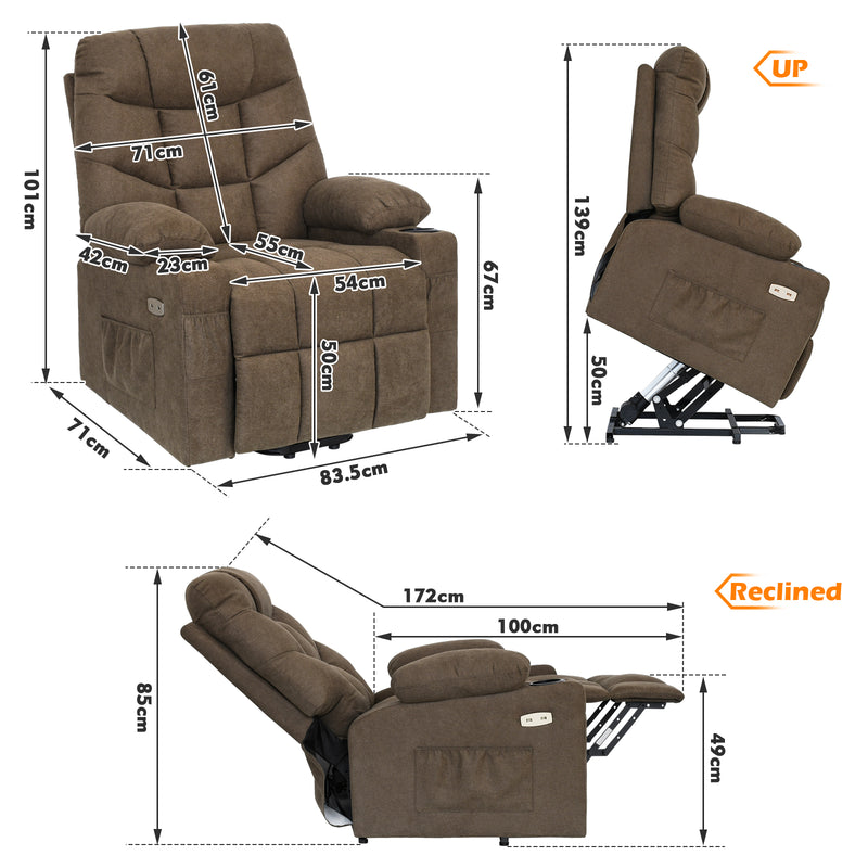 Advwin Recliner Chair 45-140 Degree tilt Brown