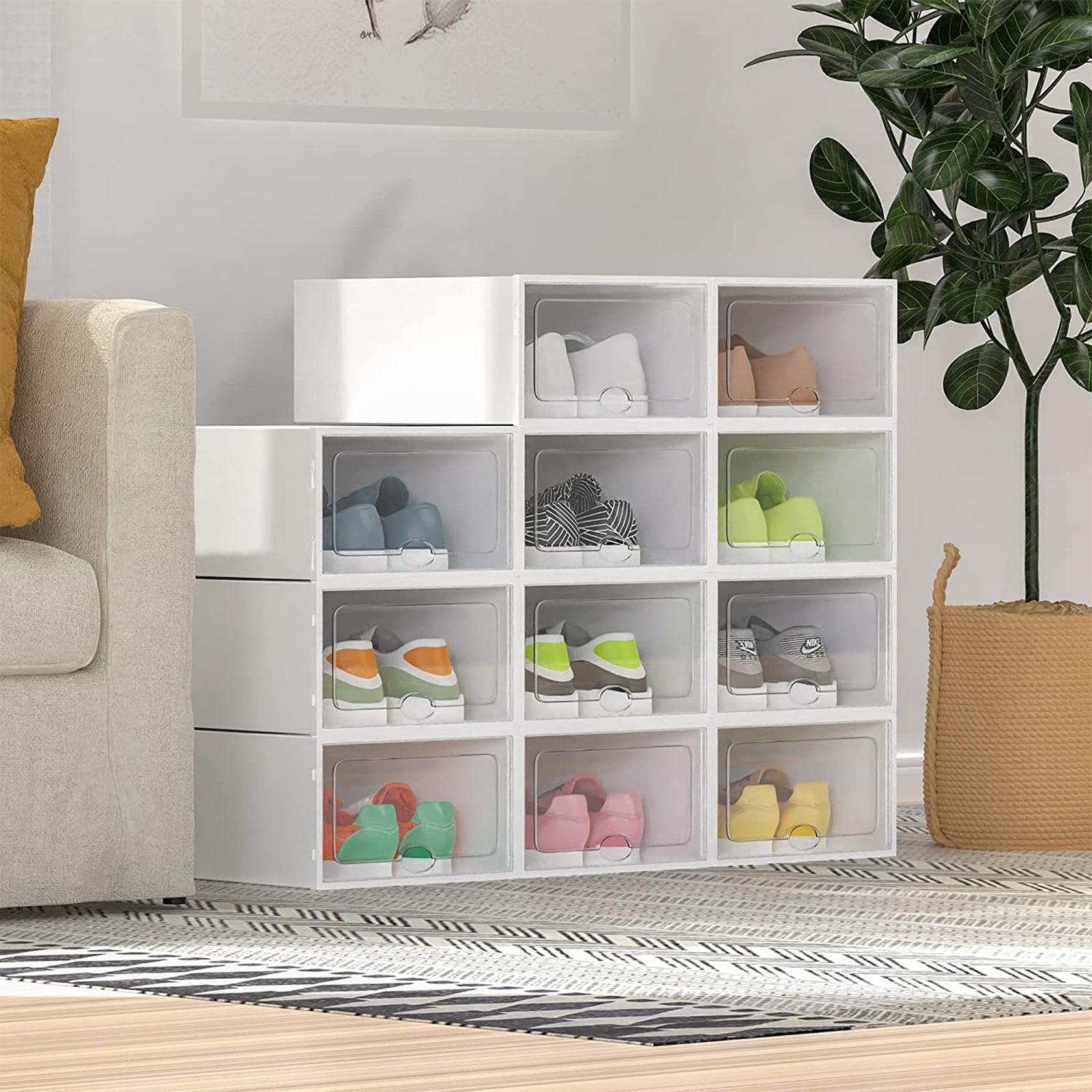 Boxed Shoe Rack Advwin Stackable Shoe Box Shoe Rack Storage 15/27/40PCS