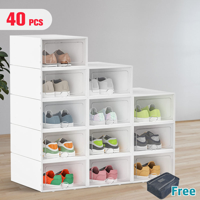 Advwin Plastic Shoe Box Shoe Rack Storage 15/27/40PCS