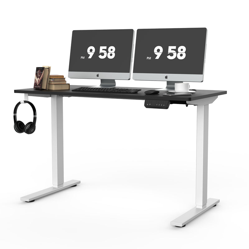 Advwin-Electric-Standing-Desk-Sit-Stand-Up-Riser-Height-Adjustable Motorised-Computer-Desk-Black-Table-Top-140cm-Sliver-Frame-160203400