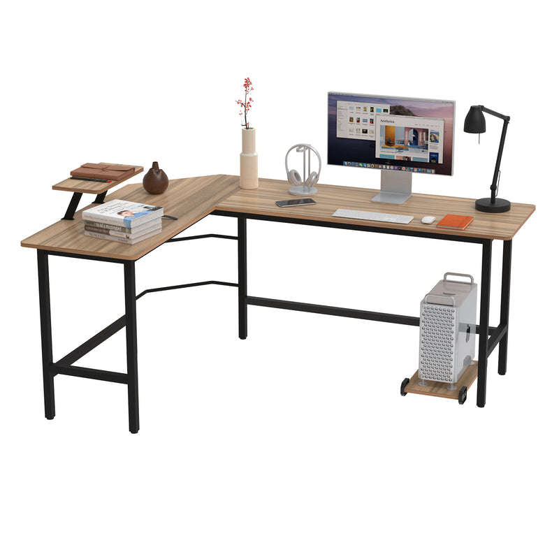 Advwin L-Shaped Corner Desk with Laptop Stand