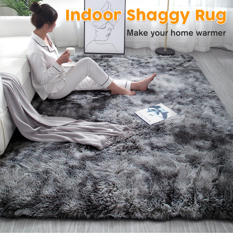 Advwin Non-Slip Shaggy Rugs Floor Rug Dark Grey