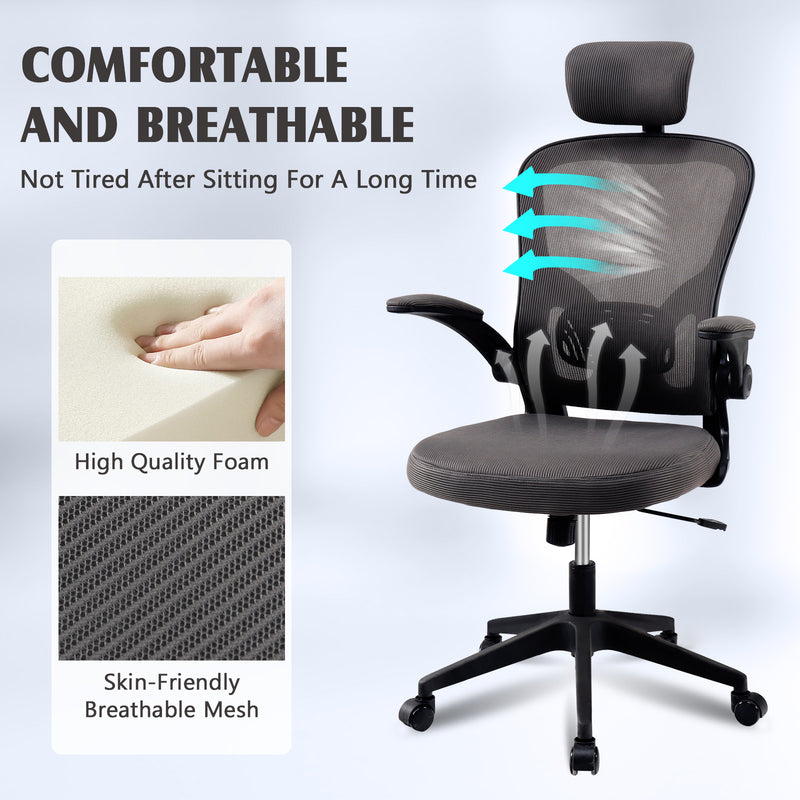 Advwin Mesh Office Chair Adjustable Height Grey